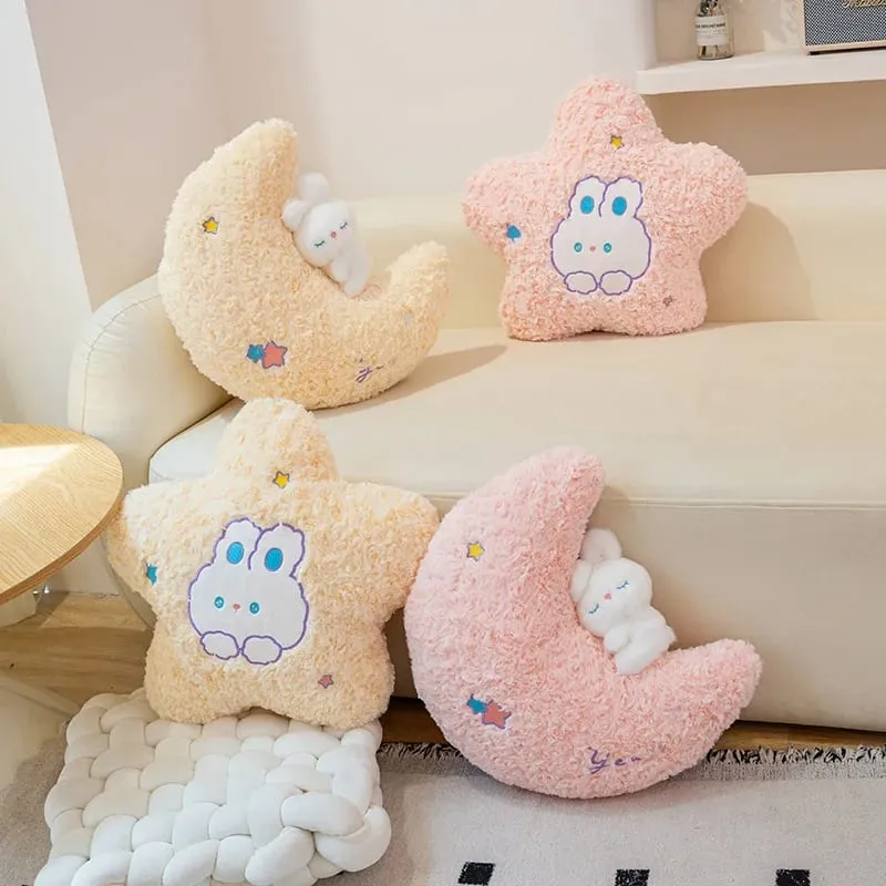 45cm Kawaii Pillow Rabbit Cartoon Star Moon Pillow Cushion Creative Happiness Soft Family Plush Toy Sofa Home Decor Plush Pillow — image 4