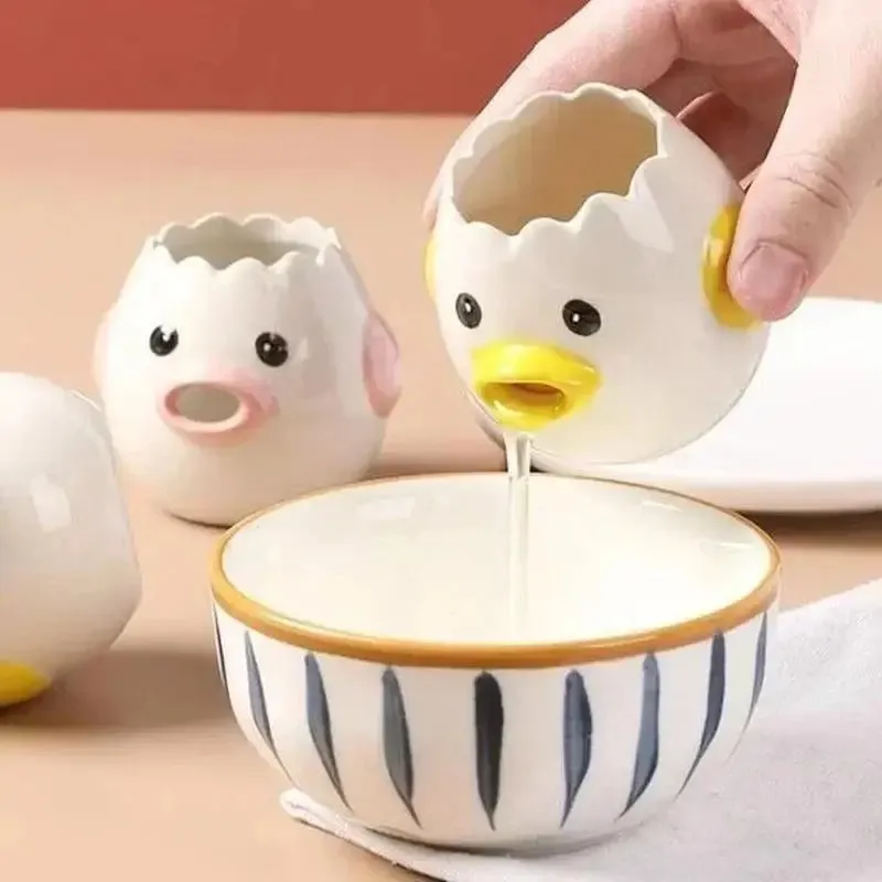 Funny Small Chick Separator Suitable Eggs Yolk White Separator Ceramics Creative Cartoon Eggs Kitchen Tools Home Cook Accessory — image 6