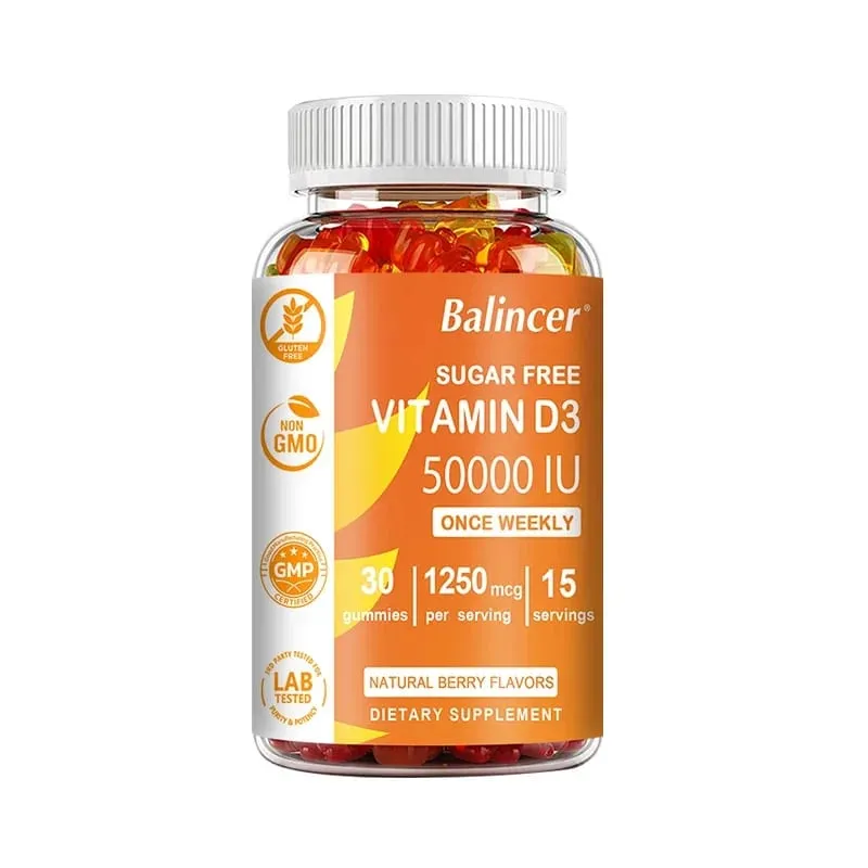 Vitamin D3 Berpotensi Tinggi 50 000 IU - Sokongan Imun Tulang Gigi Jantung dan Kesihatan Saraf Antioksidan - Bebas Gluten Bukan GMO