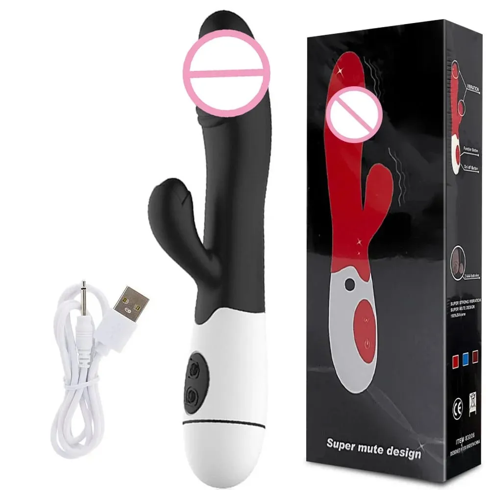 30 ความเร็วชาร์จมือถือซิลิโคนผู้ใหญ่ Clit Clitoral Clitoris Sex Toy G Spot Dual มอเตอร์กระต่าย Vibrator สำหรับผู้หญิงหญิง — image 1