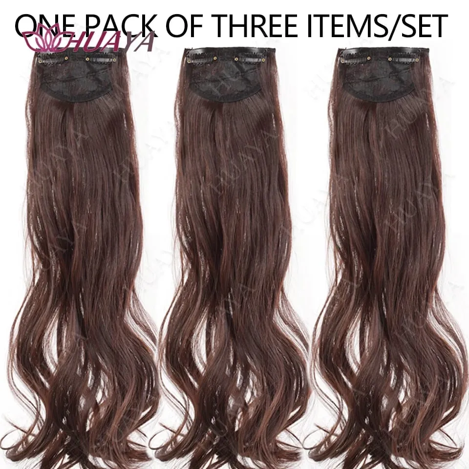 Clip In Hair Extensions 3 PCS Full Head 20/24 Inch Long Curly Wavy Synthetic Hair Pieces Natural Wavy For Women Girls Hair — image 3