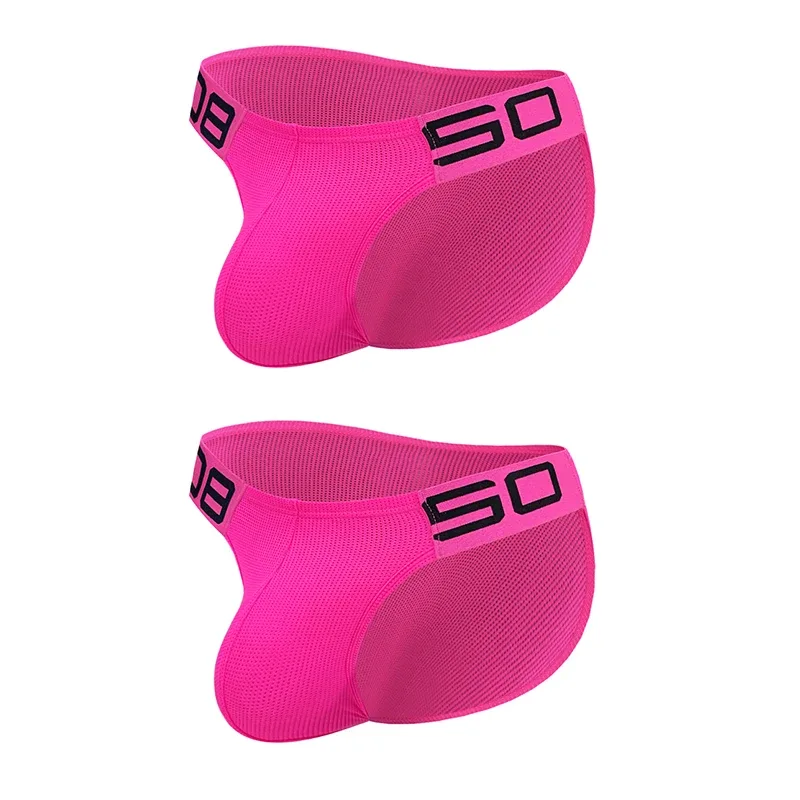 Calzoncillos transpirables de malla de mezcla de nailon para hombre, ropa interior Sexy de Color fluorescente con letras de empalme de cuerno en relieve, cinturilla elástica ancha — image 30