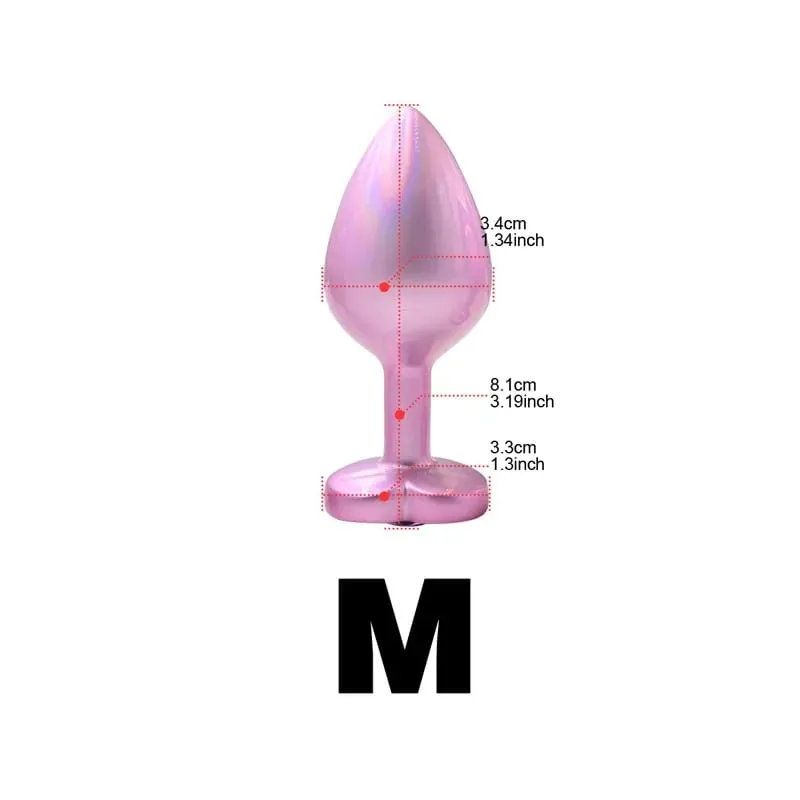 Crystal Diamond Heart Base Metal Butt Plug 3 Sizes Anal Plug Anal Trainer for Beginners Unisex Prostate Massage Adult Sex Toys — image 8