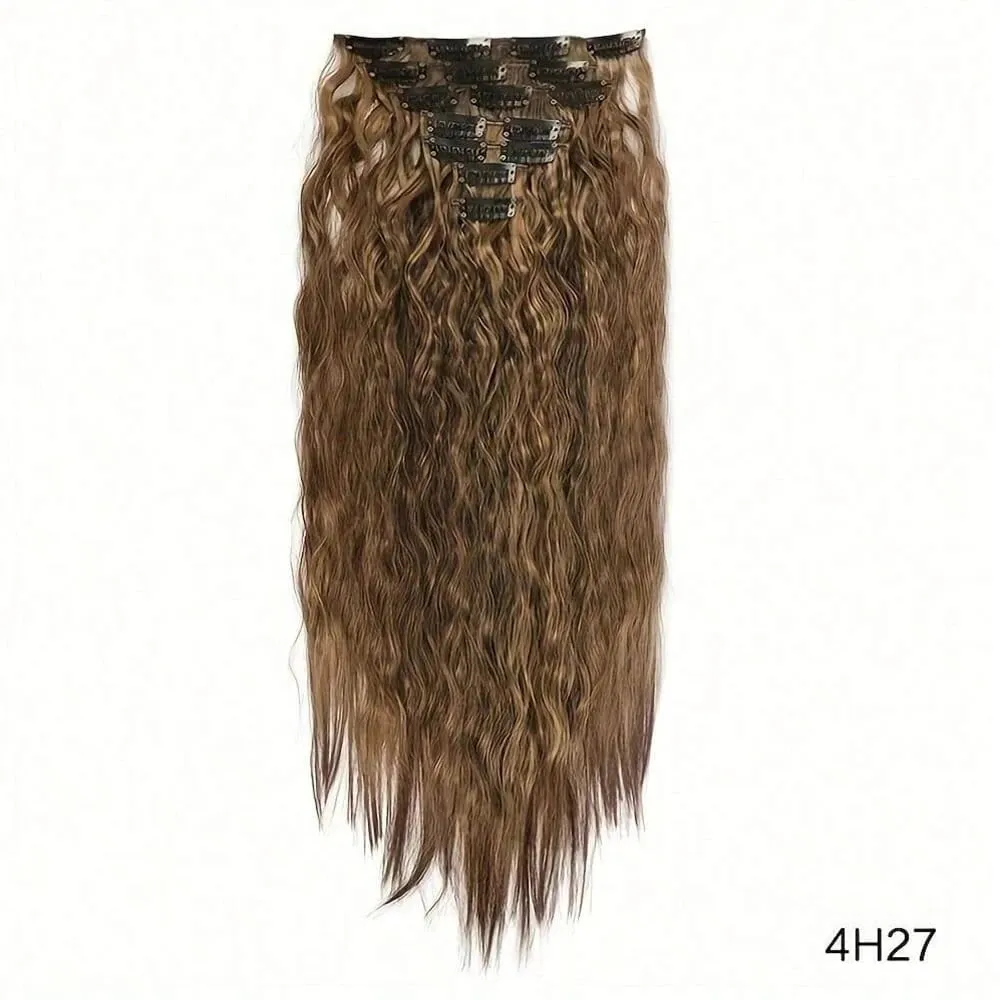 Synthetic Clip In Hair Extensions 7PCS Set Kinky Curly 20inch Long Clip On Hairpiece Style For Women Girls Daily Party