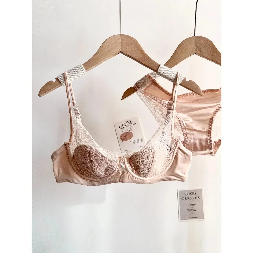 Women Lace Bra Panty Set Soft Underwire Thin Cup Push‑Up Support Intimates Lingerie Suit For Small Bust 32‑38 Fashion Underwear — image 6