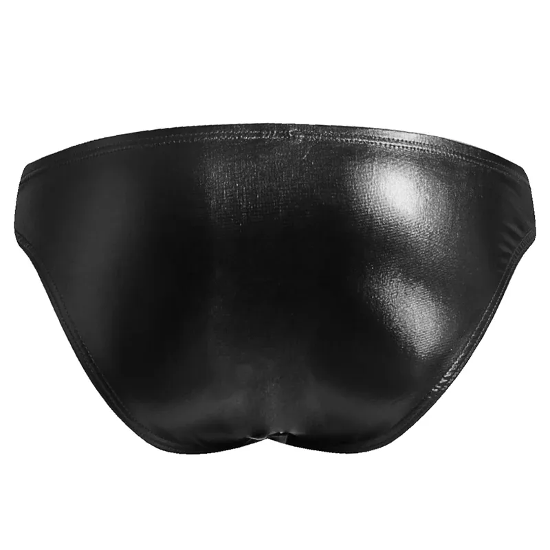 Men's Fashion Low Waist Imitation Leather Briefs with U Convex Pouch Sexy Underwear Lingerie 3PCS/2PCS/1PC Set — image 9