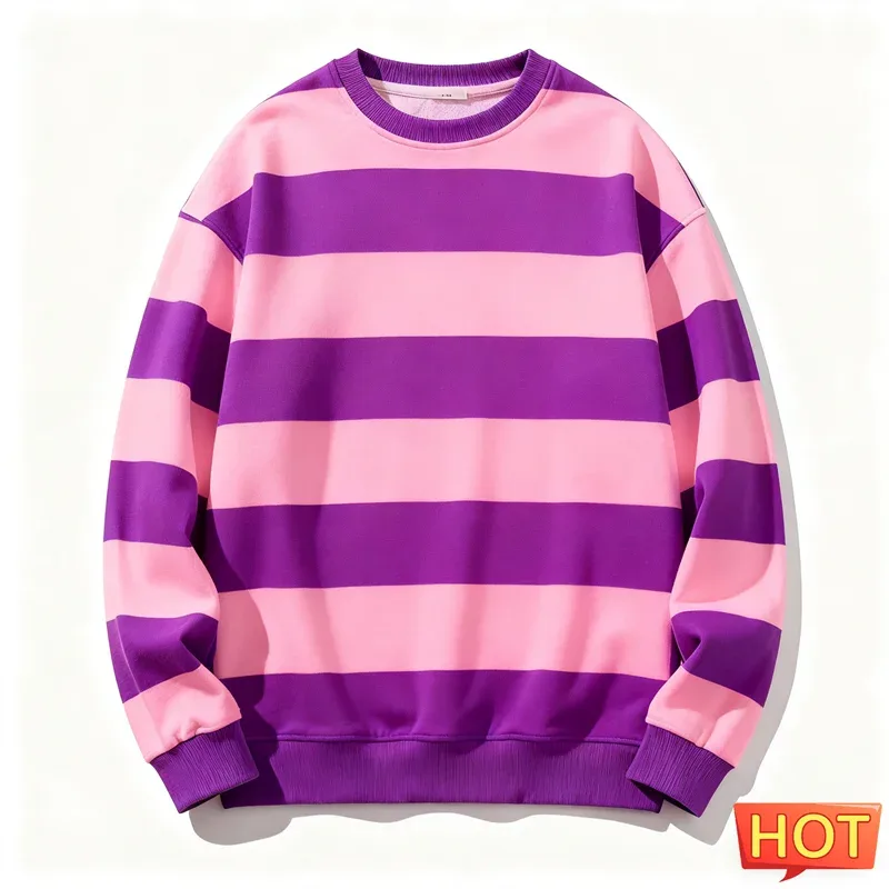 Retro Striped Graphic Sweatshirts For Men Simple Casual Long Sleeve 3D Printed Ugly Sweatshirt Loose Breathable O Neck Pullovers — image 8
