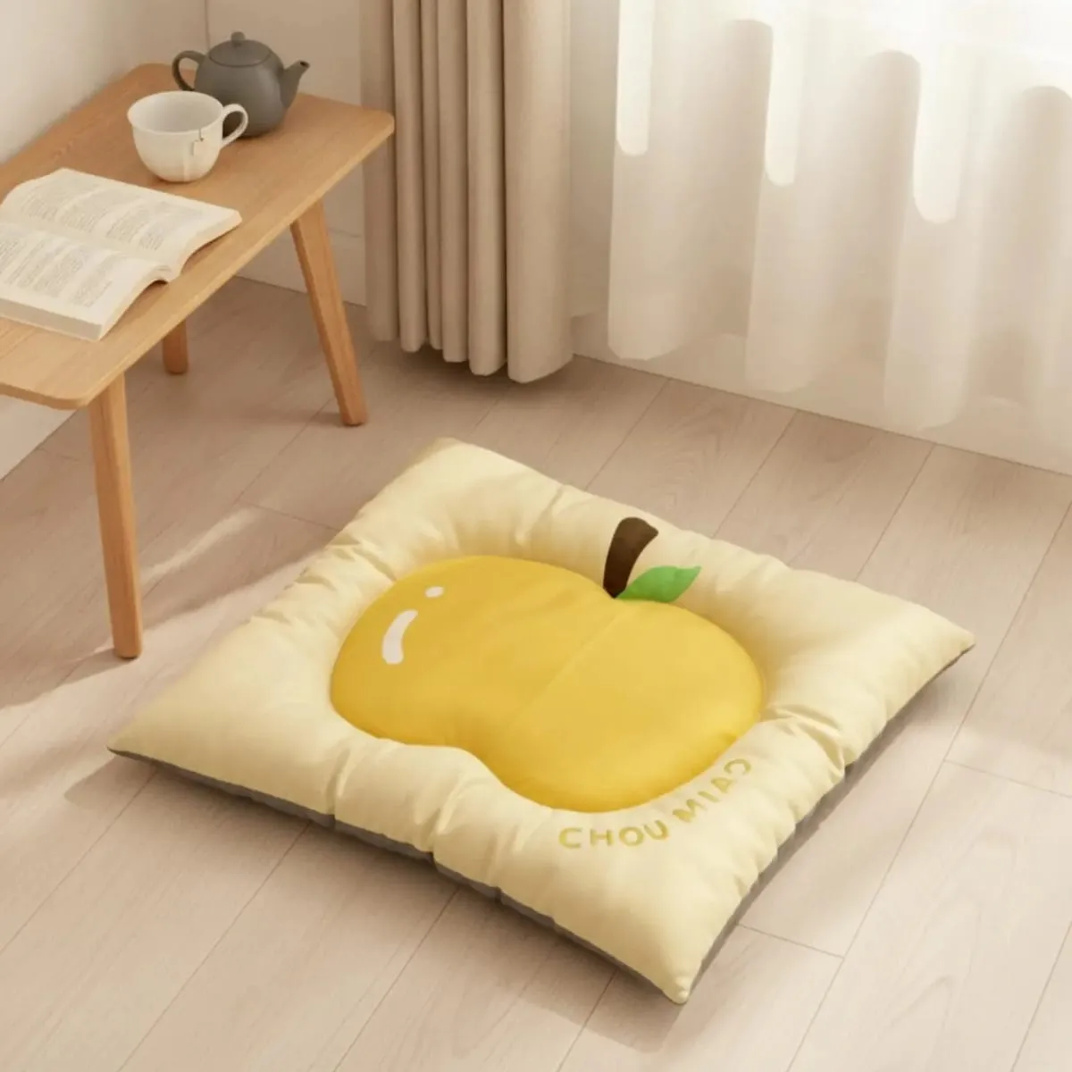 Pet Cushion Pad with Padded Border Charming Fruit Print Pet Bed Cushioned for