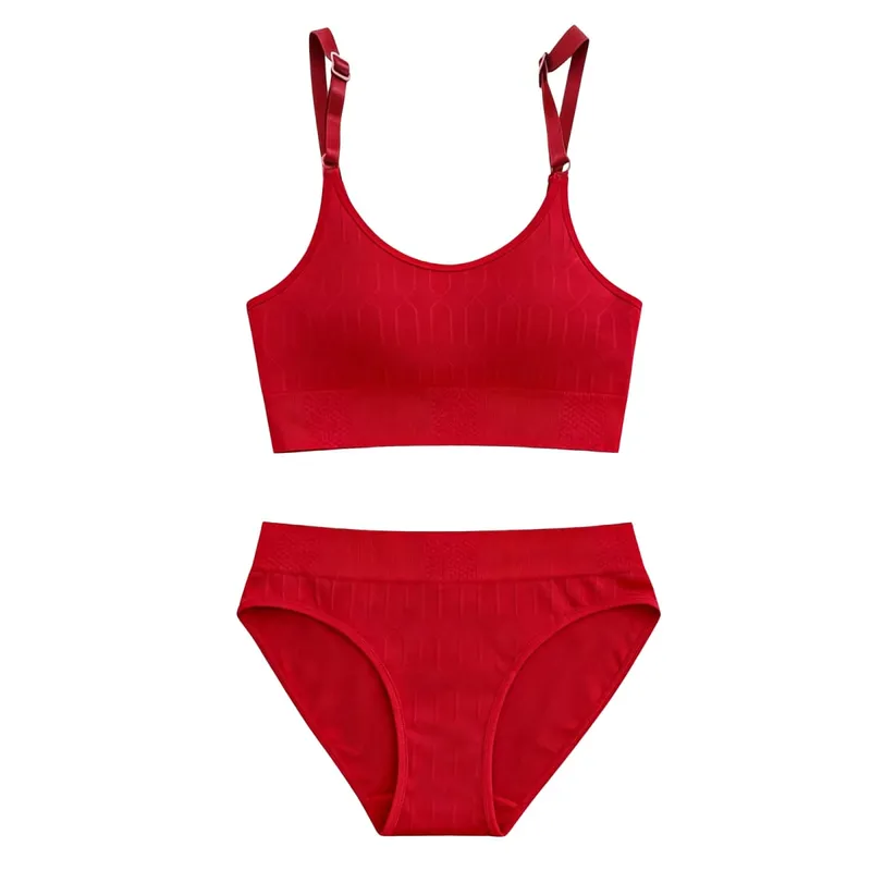 High Waist Thin Strap Lingerie Set Soft Push Up Comfortable Breathable Thin Strap Bra with Stylish High Waist Underwear