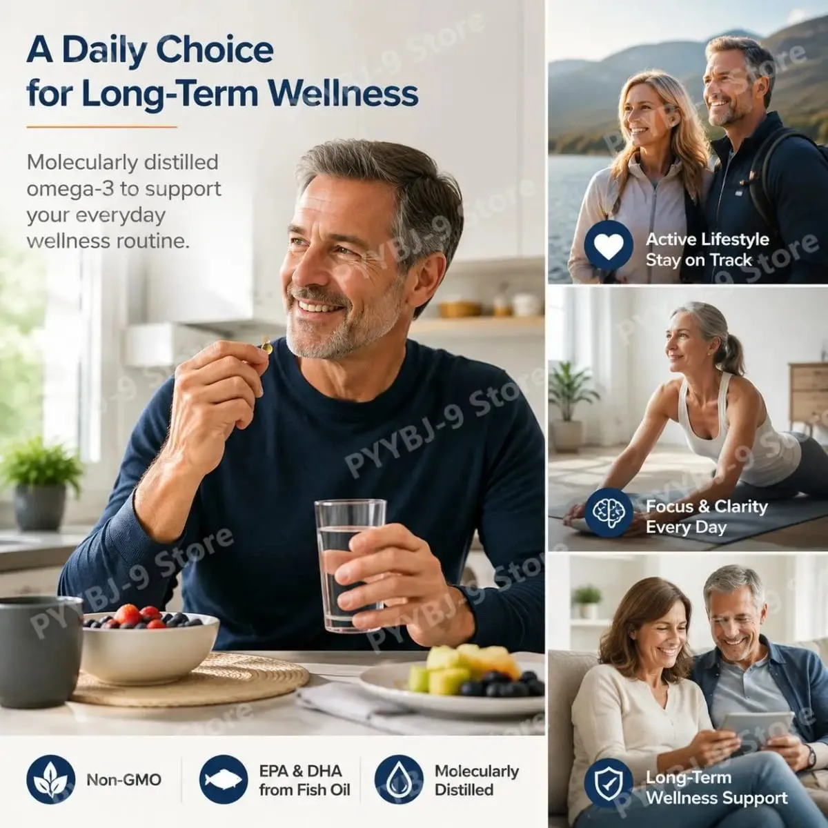 Omega 3 Fish Oil Softgels with EPA DHA Molecularly Distilled Heart Brain and Eye Health Support Easy to Swallow 200 Count — image 3