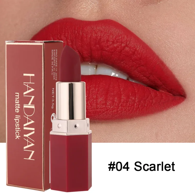 Fugtgivende mat læbestift 6 nuancer Langvarig Ikke-overførsel Nude Lip Gloss HANDAIYAN Kosmetik til damer — image 11
