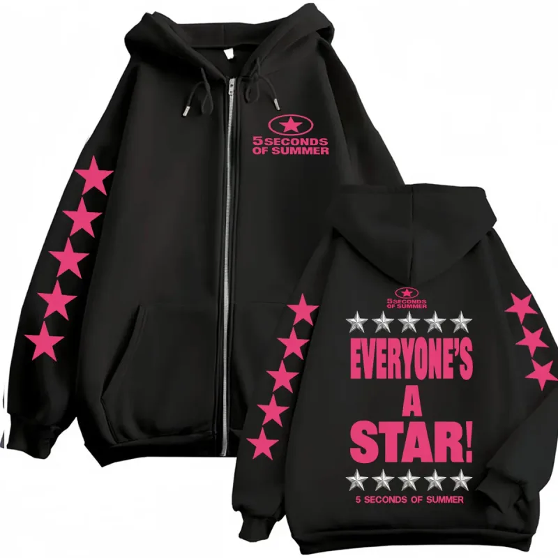 5 Seconds of Summer Everyone's A Star World Tour Zip Up Hoodies Men Women Harajuku Hip Hop Gothic Jacket Sweatshirt Hoodie Coats — image 14