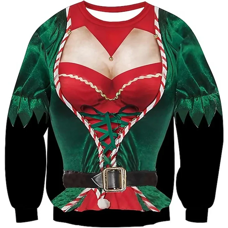 Christmas Ugly Sweater Funny 3D Printing Muscle Pattern Sweatshirts For Men New Fashion Pullover Party Cosplay Costume Xmas Gift — image 2