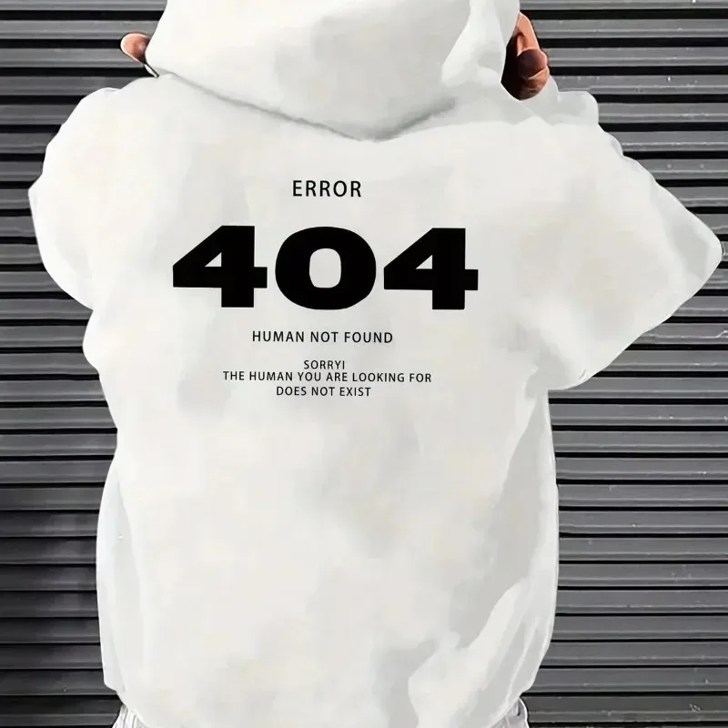 Harajuku Men's Hoodie Hip Hop Pullover Hooded 404 Graphic Casual Sweatshirts Men Women Oversize Cotton Hoodies — image 3