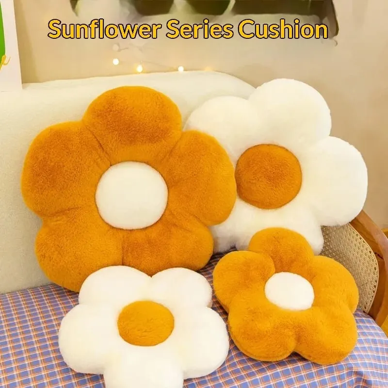 Generic Flower Shaped Plush Seat Cushion Soft Memory Cotton Round Pillow For Chair Bedroom Window Sofa Home Decor — image 2