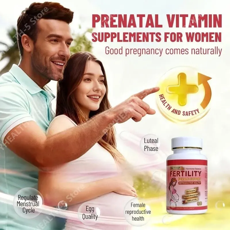 Fertility Tablets for Women Female Prenatal Vitamin Supplements Support Ovulation & Conception 60 Count Daily Routine — image 2