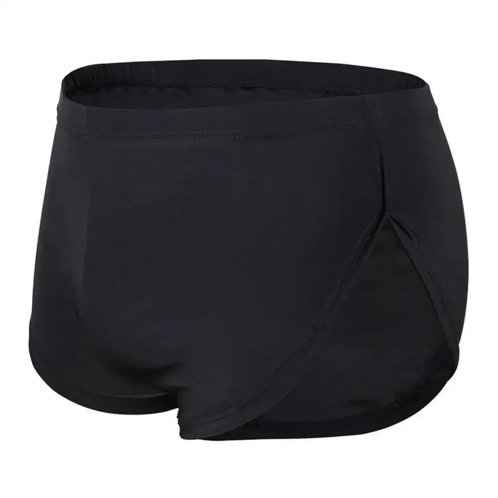 Men Solid Color Breathable Low-rise Shorts Panties Elastic Waist Side Split Ice Silk Lounge Shorts Underpants Sleepwear — image 2