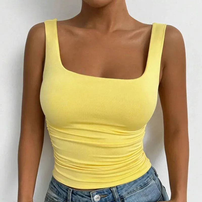 Women's Square Neck Sleeveless Cami Top Casual Basic Crop Top — image 13