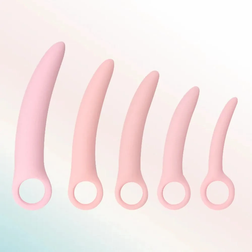1 Set 5 stücke Weiche Silikon Kleine Elfenbein Pull Ring Vaginal Dilatator Set Vaginismus Anal Plug spielzeug Dilatator Vagina anal Sex Produkt — image 3