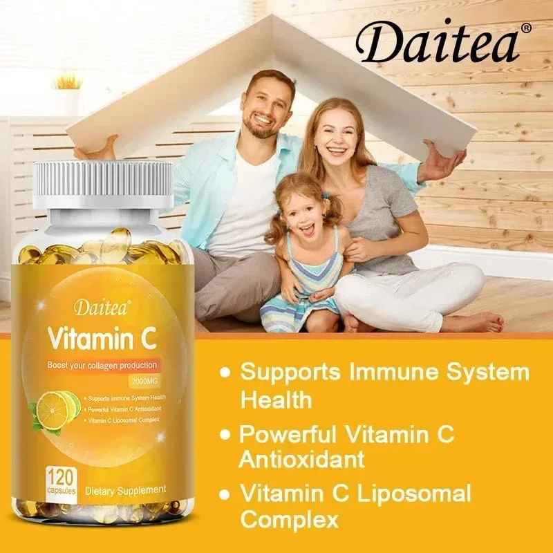Vitamin C 2000 mg fördert die Kollagenproduktion. Liposomales Vitamin C-Nahrungsergänzungsmittel, gentechnikfrei und glutenfrei, vegetarisch — image 4