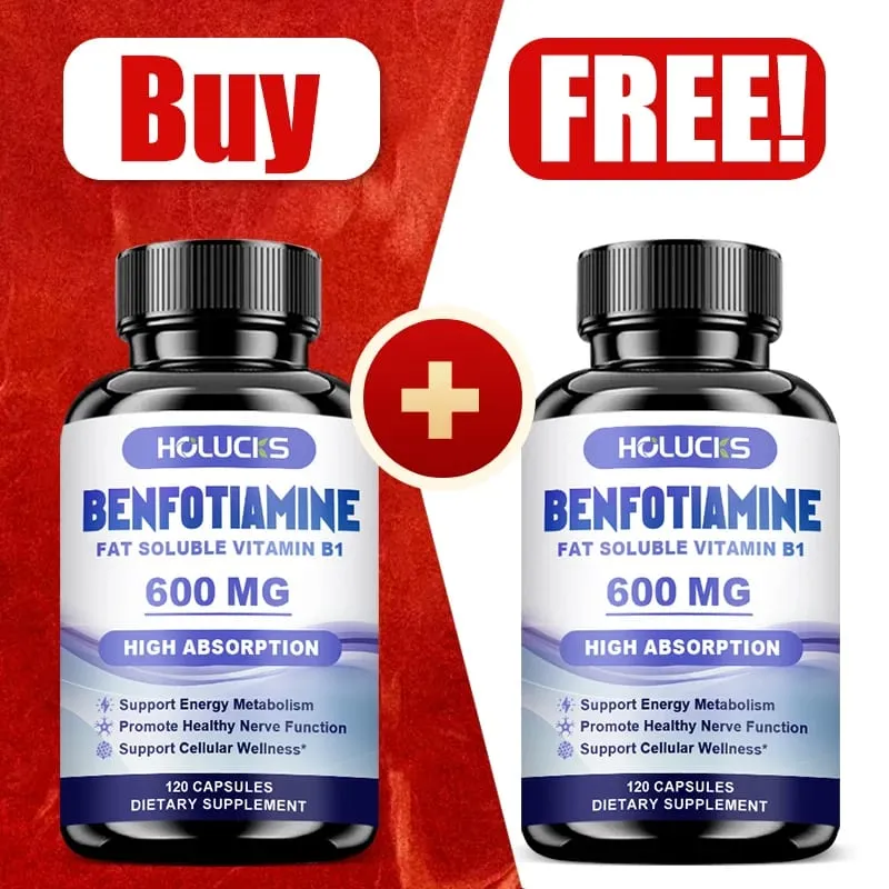 Benfotiamine 600mg | Superior Absorption Vitamin B1 for Energy Metabolism & Nerve Health | 120 Capsules Dietary Supplement — image 1