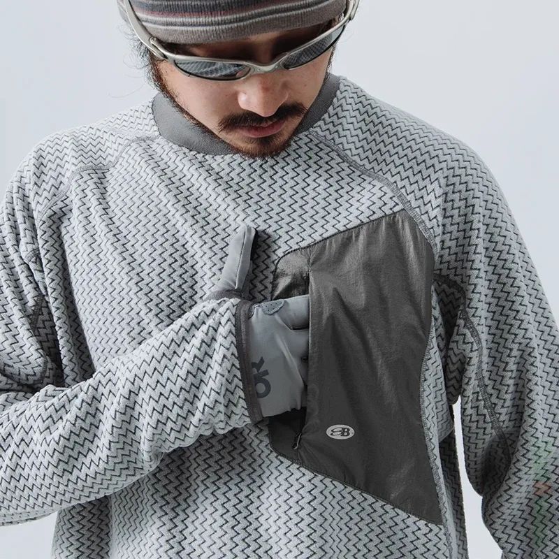 Mountain-Ready Crewneck: Engineered with Ribbed Neck Reflective Logo & Secure Chest Pocket for Outdoor Style Unisex — image 4