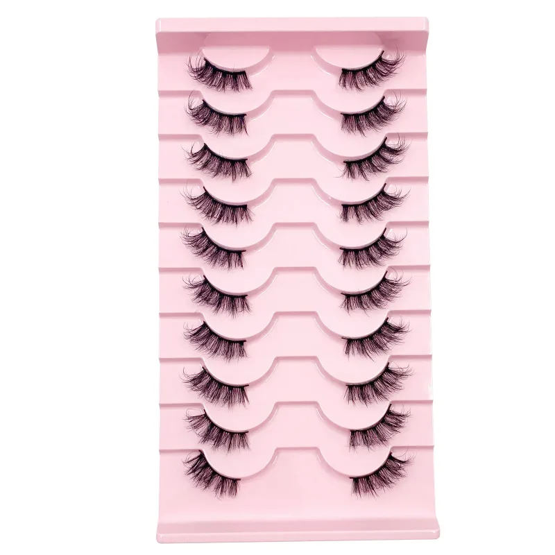 3D Cat Eye Lashes Half Eyelashes 10Pairs Half Lashes Natural Clear Stem False Eyelash Extension Makeup Faux Cils maquiag — image 8
