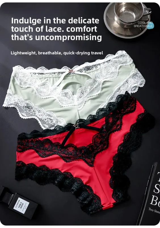 Male Full Lace Edge Briefs Back Bow Strap Ice Silk Satin Low Rise U Pouch Soft Breathable Men Underpants — image 10