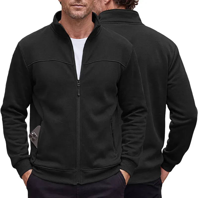 Four Seasons men's full-zip soft-shell jacket with stand-up collar, side pockets, long sleeves and relaxed casual style — image 1