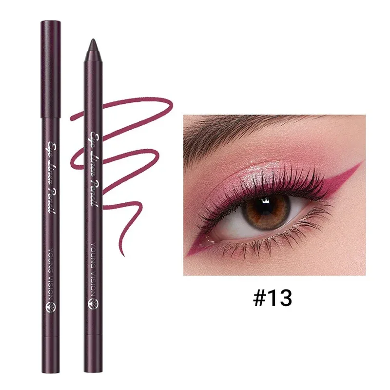 14 Color Eyeliner Pencil Pearlescent Matte Dark Purple Red Eye Liner Waterproof Long Lasting High Pigment Eyeshadow Makeup — image 19