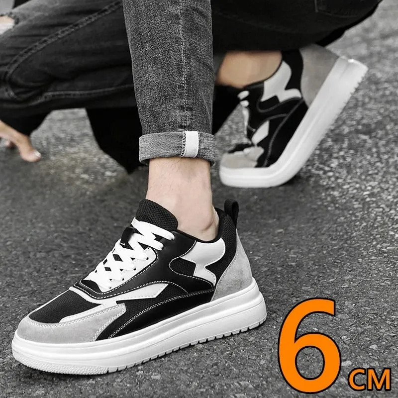 6cm Height Increase Shoes Unisex Genuine Leather & Mesh Breathable Lightweight Casual Sneakers Comfortable Elevator Footwear — image 7