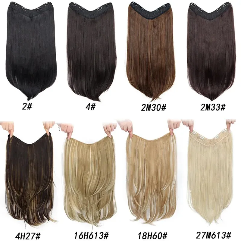 22 Inch U Shape One Piece Hair Extensions Long Layered Inward Curly Synthetic Wig Invisible Seamless Hairpiece For Women Daily W