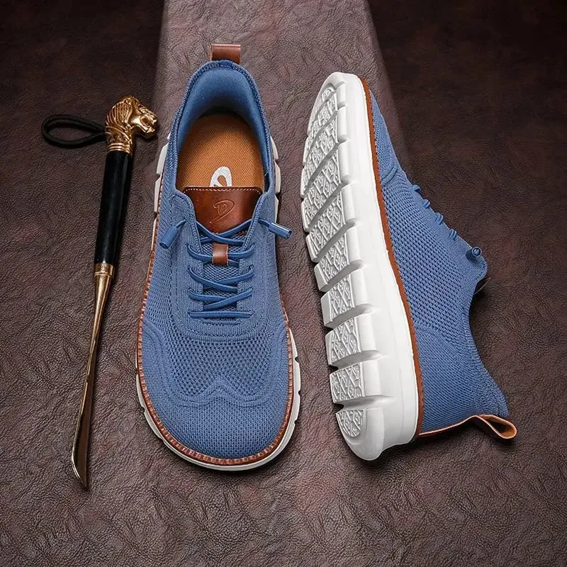 Men's Breathable Knit Wide‑Toe Casual Shoes Lightweight Comfortable Walking Hiking Sneakers Non‑Slip Soft Sole Fashion Dress S