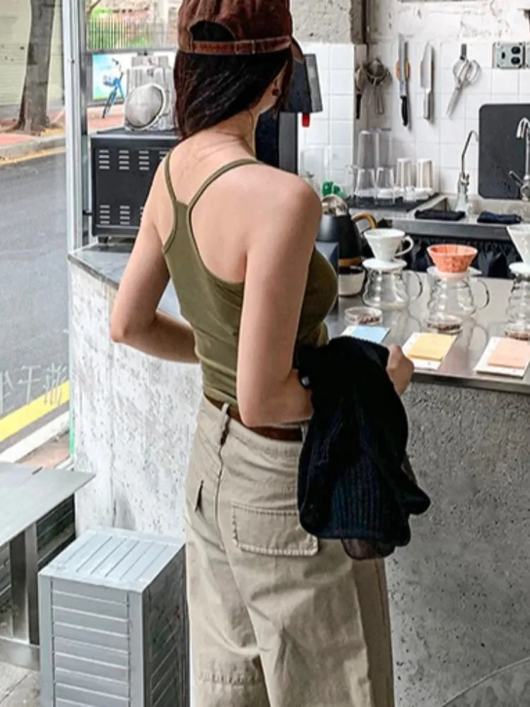 Korean Stylish Design U-Neck Button Sleeveless Camis 2026 Summer Y2K Hot Girl Layering Tank Top Solid Color Versatile Crop Top — image 5