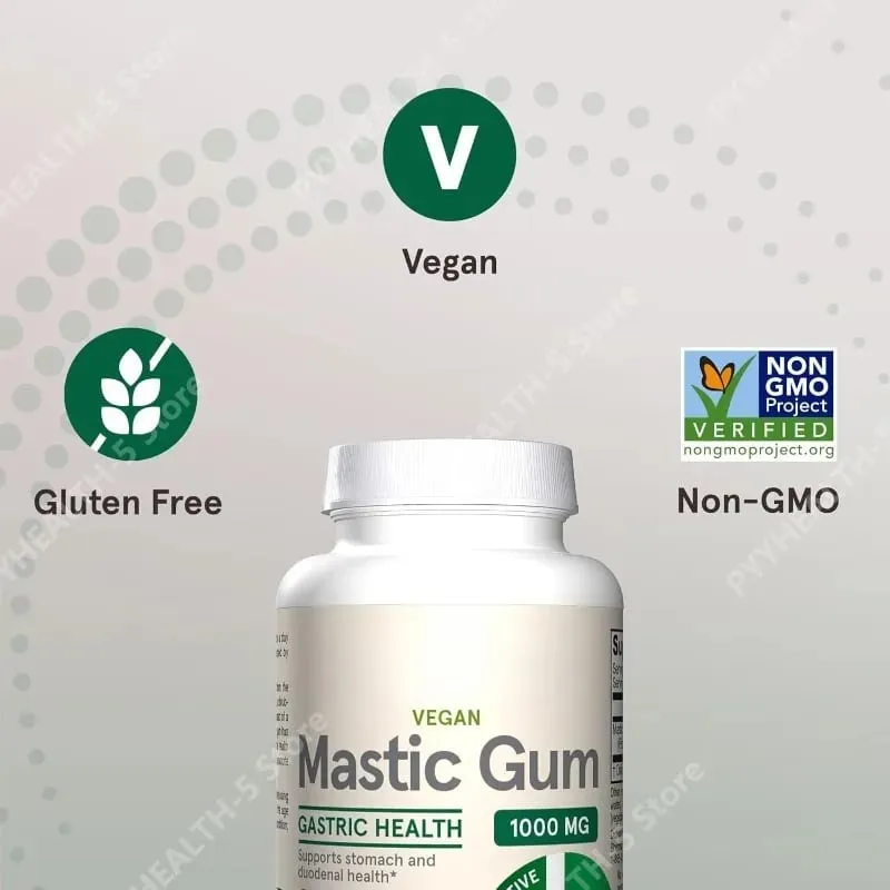 Mastic Gum 1000 mg 60 Veggie Caps Digestive Tract Support for Stomach and Duodenal Health 30 Servings Dietary Supplement