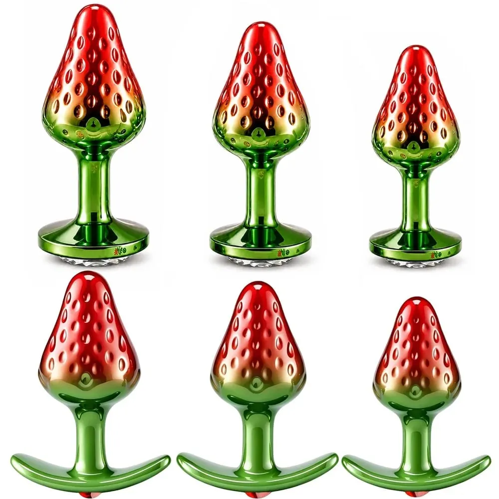 Strawberry Metal Anal Beads Butt Plug Set Small Medium Large Wearable Anal Plug Jewelry Anal Sex Toy For Man Woman — image 1