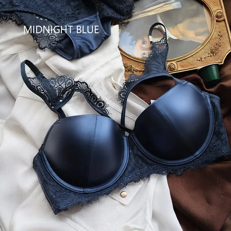 American Leather Sexy Women Underwear Smooth Thin Thick Bra Set Red Black Push Up Lingerie Hollow Out C cup Intimates — image 4