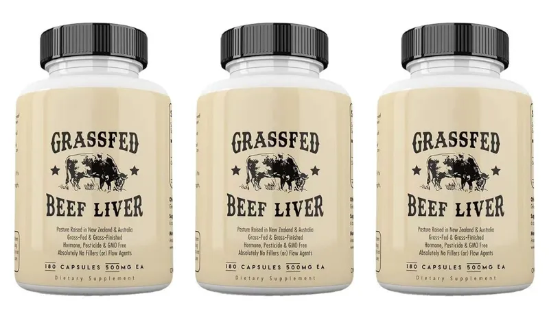 Capsules de foie de bœuf nourries à l'herbe, 500 mg chacune, supplément de foie de bovin élevé en pâturage, sans OGM, 180 capsules — image 8