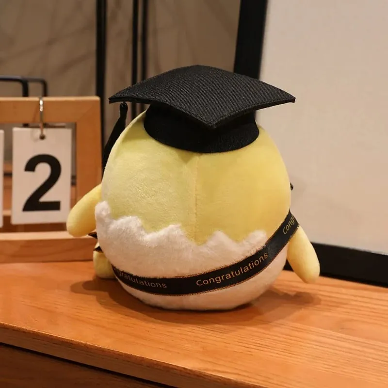 15/25cm Ribbon Humanoid Egg Plush Toy Graduation Bachelor Doctor Stuffed Plushie Kawaii Mascot Souvenir Classmate Gift