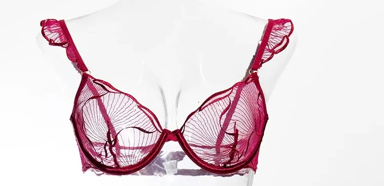セクシーな Women French Hollow Lace Bra Set Floral Embroidery Ultra Thin Cup Minimizer Brassiere Stretchy Daily Lingerie 32 to 38 — image 9