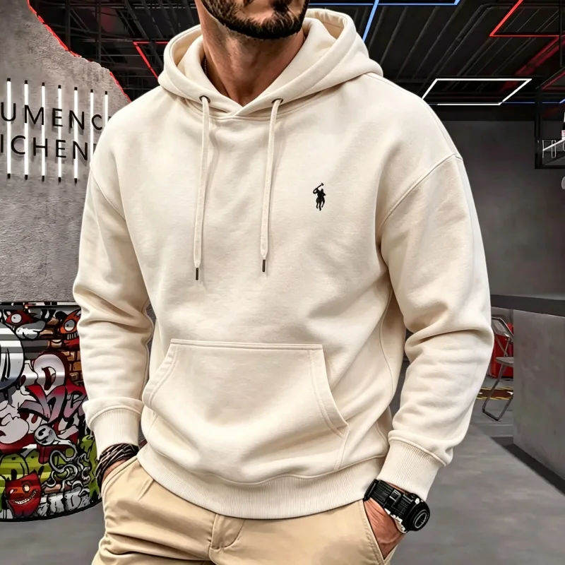 High-end herrhuv med långärmad 2026 höst-vinter lyxig fashionabla hästbroderi golftopp ledig hoodie herrkläder — image 3