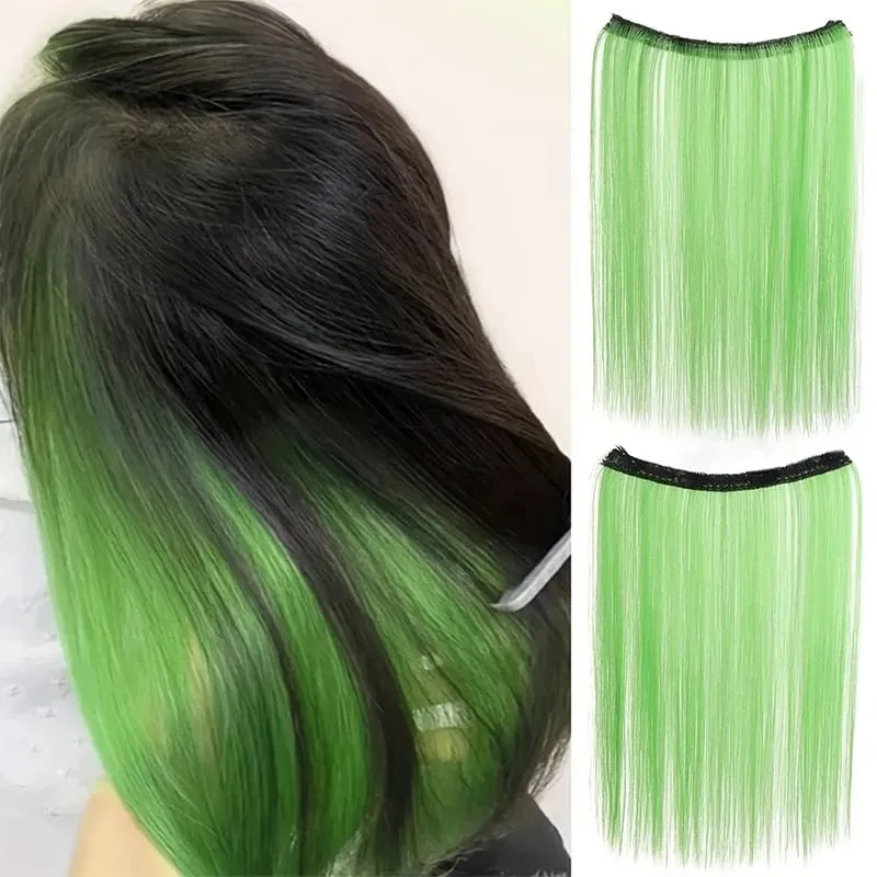 One piece hanging ear dyed synthetic wig piece for women highlighted color hair extensions — image 10