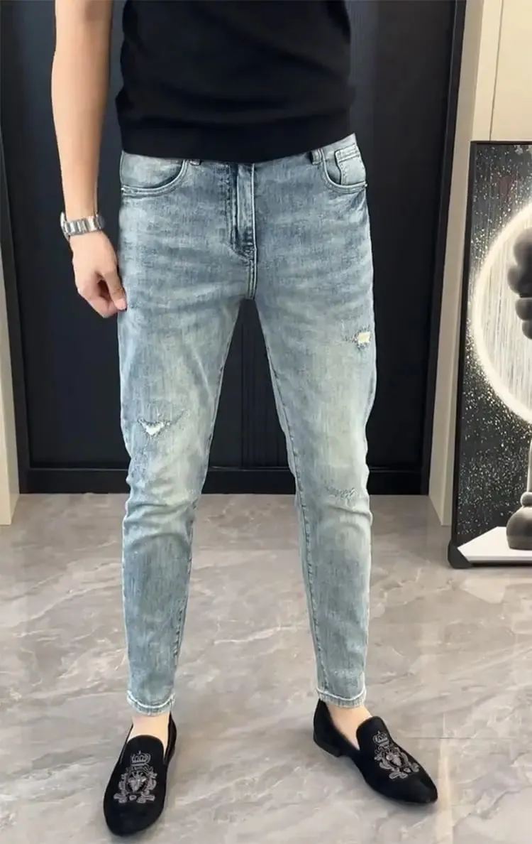 Summer New Slim-fit Men's Jeans Thin Brand Embroidery 2025 Designer Korean Style Clothes Casual Pants Luxury Fashion Pants — image 8