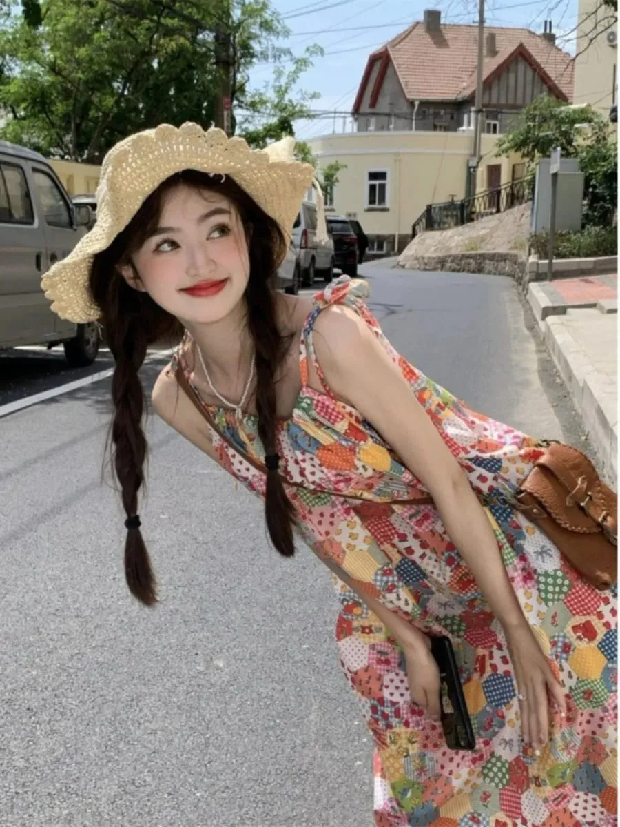 Unique Floral Print Summer Dress Women's Elegant Beach Vacation Strapless Midi Skirt Unique Beautiful Dress Ins Style A-Line ... — image 6