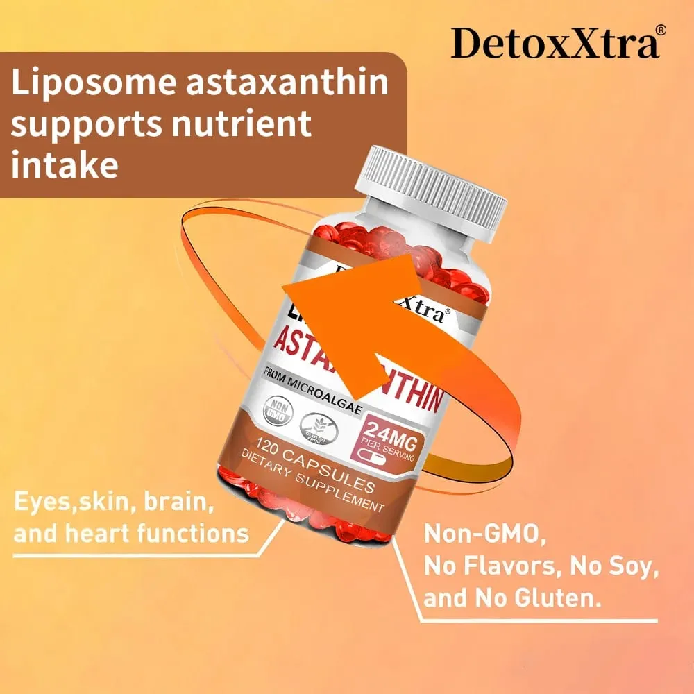 Liposomal Astaxanthin 24mg High Absorption Premium Antioxidant Supports Metabolism Eye Skin Joint & Immune Health Non-GMO