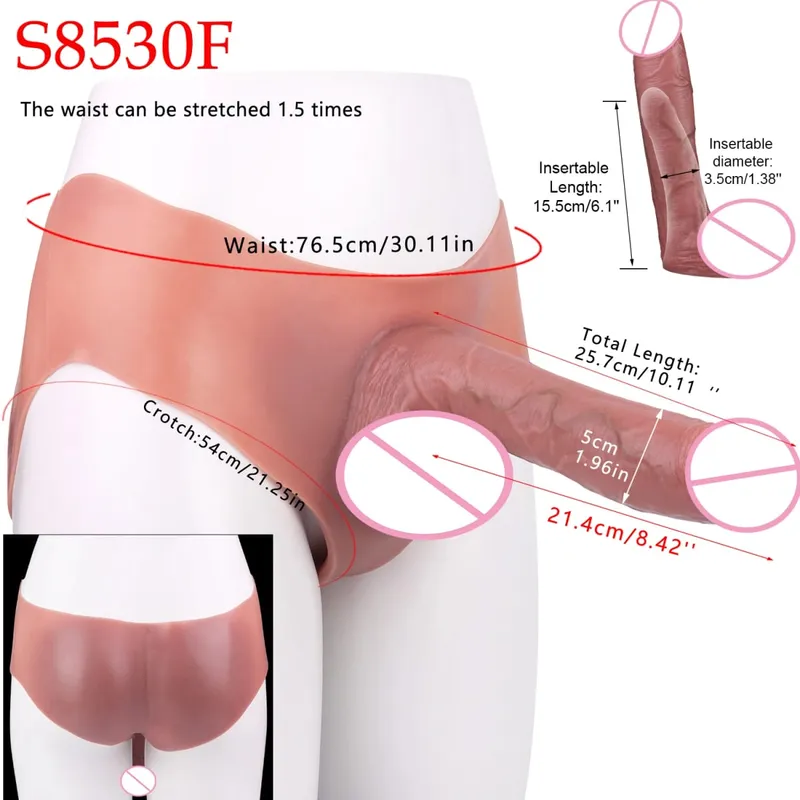 High Waist Realistic Penis Sleeve насадка на член Strap On Hollow Dildo Panties Silicone Dick Extender Sex Toy For Men