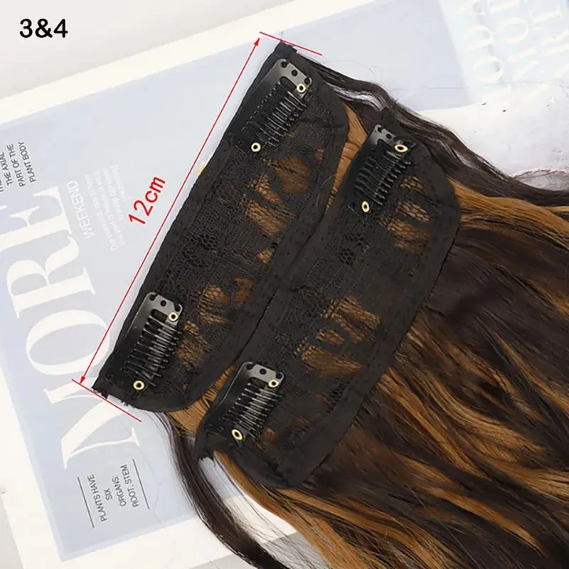 Jeedou Clip-in Hair Extensions 4PCS/Set Long Bouncy Curly Beach Wavy Hair for Women Brown Blonde Synthetic Hairpieces Daily Use