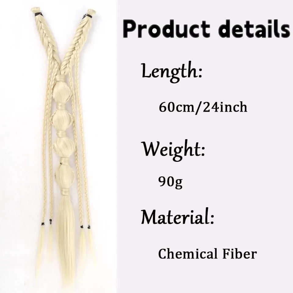 Synthetic Long Twist Braid Bubble Ponytail Extensions With U-shaped BB Clip 24 Inch Braided Wig Extensions For Women Daily Party — image 4