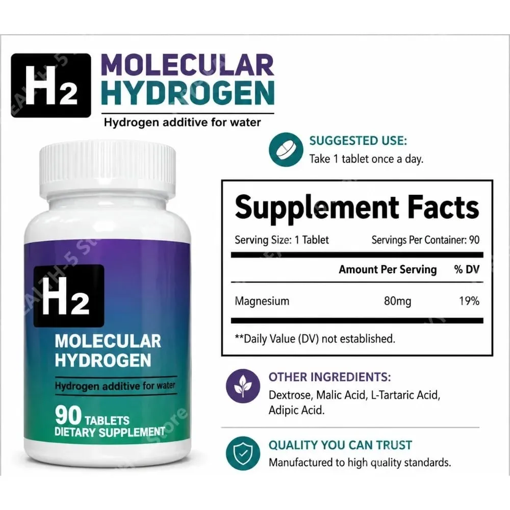Hydrogen Water Tablets 90 Count Molecular Hydrogen H2 Water Additive with Magnesium for Daily Hydration Support — image 4