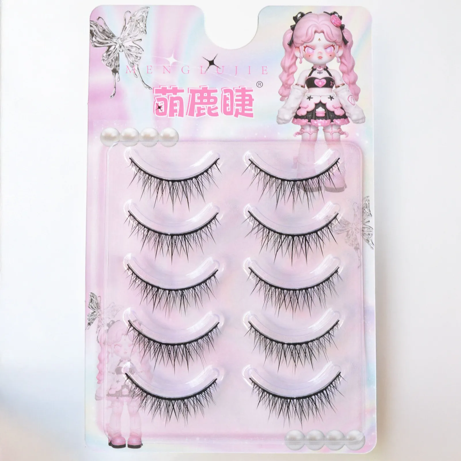 5 Pairs Korean Style Baby Straight Lashes Hard Band False Eyelashes Natural Fish Tail Design Fo Cosplay Daily Eye Lash Makeup — image 5